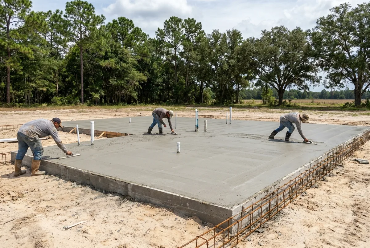 Barndominium foundation slab in Polk County